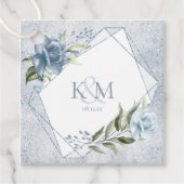 Floral Glitzern Wedding Initials Dusty Blue ID889 Geschenkanhänger (Vorderseite)