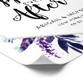 Floral glücklich immer nach Hochzeit Empfang Zeich Poster (Ecke)