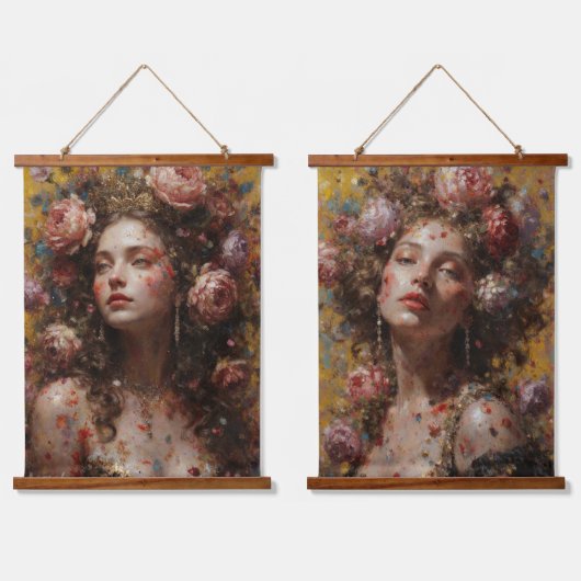 Floral Goddess – Duo Wood Tapestry Set Wandteppich Mit Holzrahmen (Doppelt)