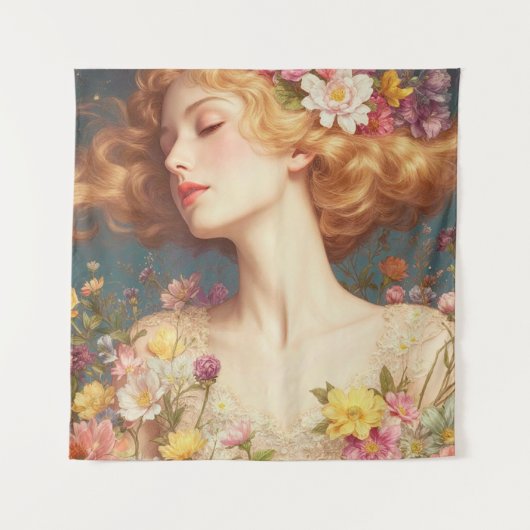 Floral Goddess Vintage Wall Tapestry Wandteppich (Vorderseite)