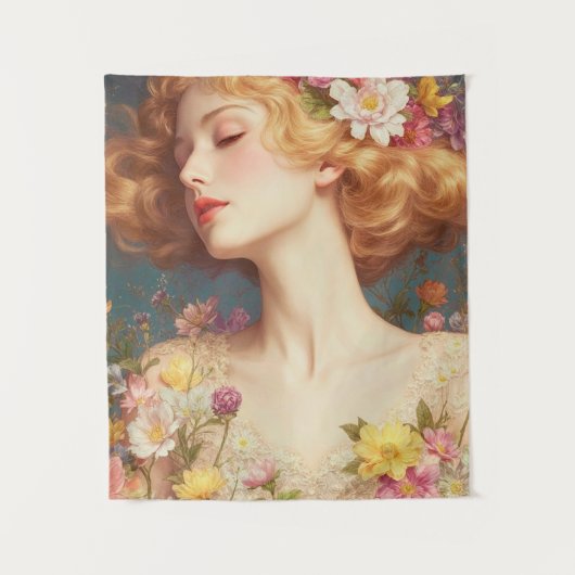 Floral Goddess Vintage Wall Tapestry Wandteppich (Vorderseite)
