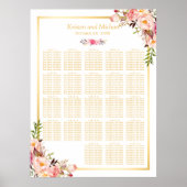 Floral Gold | 20+ Tabellen Hochsitzdiagramm Poster (Vorne)