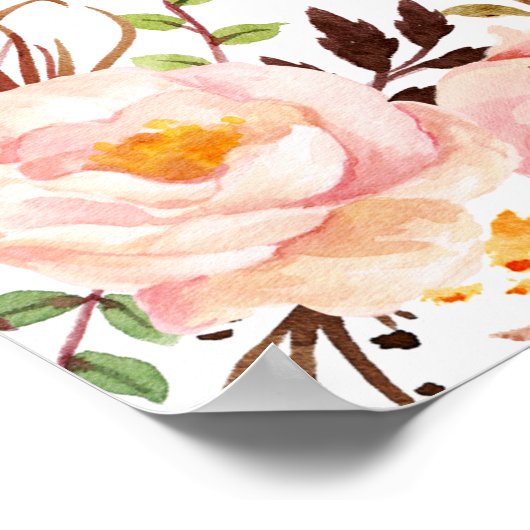 Floral Gold | 40+ Tische Hochzeitsstichtabelle Poster (Ecke)