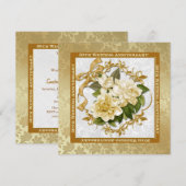 Floral Gold 50. Hochzeitstag Einladung (Vorne/Hinten)