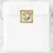Floral Gold 50. Hochzeitstag Quadratischer Aufkleber (Tasche)