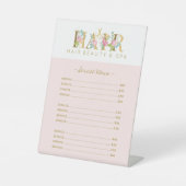 Floral gold and pink hair salon services list sockelschild (Vorderseite)