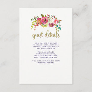 Floral Gold Angaben zum Hochzeitgast Begleitkarte