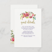 Floral Gold | Angaben zum Hochzeitgast Begleitkarte (Vorne/Hinten)