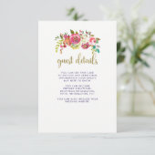 Floral Gold | Angaben zum Hochzeitgast Begleitkarte (Stehend Vorderseite)