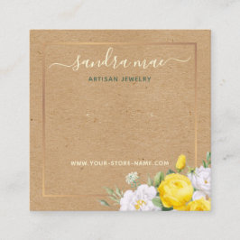 Floral Gold Art Paper Look Juwelier Display Card Quadratische Visitenkarte