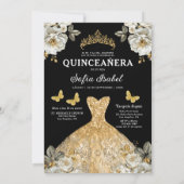 Floral Gold Bilingual Spanish Quinceanera Einladung (Rückseite)