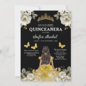 Floral Gold Bilingual Spanish Quinceanera Einladung (Rückseite)