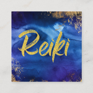 *~* Floral Gold Blue Healer Master Reis Energy Quadratische Visitenkarte