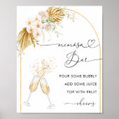 Floral Gold Boho Arch Herzensschrift Mimosa Bar Poster (Vorne)