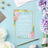 Floral Gold Border White Islamic Muslim Hochzeit Acryleinladungen (In Situ (Hochzeit))