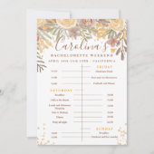 Floral gold braune Zeitlinie Bachelorette Wochenen Einladung (Vorderseite)