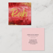 *~* Floral Gold Burgund Heiler Reiki Energie Quadratische Visitenkarte (Vorne/Hinten)