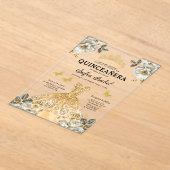 Floral Gold Butterfly Princess Quinceanera Acryleinladungen (Ablage )