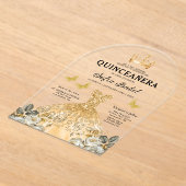 Floral Gold Butterfly Princess Quinceanera Acryleinladungen (Ablage )