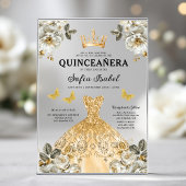 Floral Gold Butterfly Princess Quinceanera Acryleinladungen