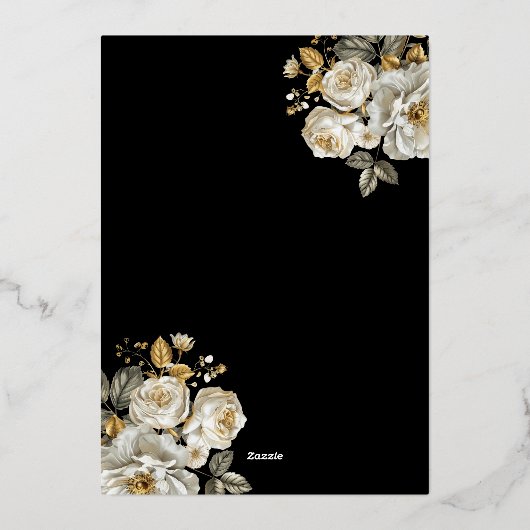 Floral Gold Butterfly Princess Quinceanera Folieneinladung (Rückseite)