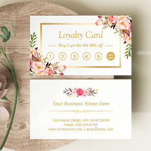 Floral Gold Chic Beauty Salon Loyalty Punch Karte
