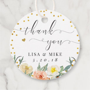 Floral Gold Dots Hochzeit Vielen Dank für Ihre Run Geschenkanhänger