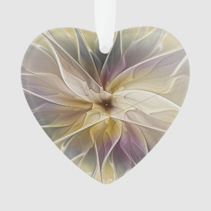Floral Gold Eggplant Abstraktes Fraktal Kunst, Dic Ornament
