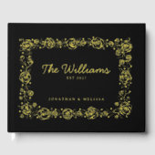 Floral Gold Foil Gästebuch Foto Guestbooks Black (Vorderseite)