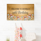 Floral Gold Foil Happy Birthday Banner (Insitu)