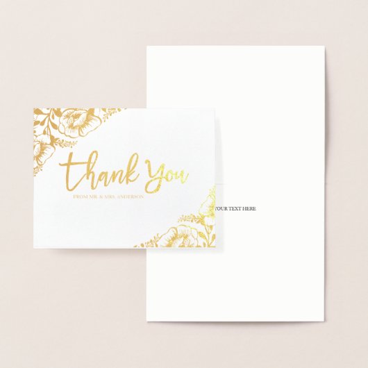 Floral Gold Foil Hochzeit Danke Karte (Anzeige)
