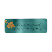 Floral Gold Foil Metallische Aquamarine tropische  (Vorne)