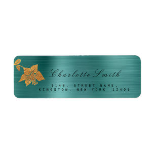 Floral Gold Foil Metallische Aquamarine tropische 