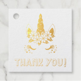 Floral Gold Foil Unicorn Kinderdusche Vielen Dank Geschenkanhänger