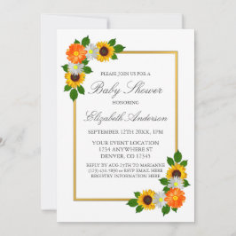 Floral Gold Frame Baby Dusche Einladung