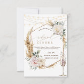 Floral Gold Frame Champagne Probe Dinner Einladung (Vorderseite)