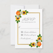 Floral Gold Frame Wedding RSVP Karte (Vorderseite)