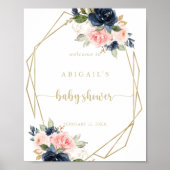 Floral Gold Geometric Baby Dusche Willkommen Poster (Vorne)