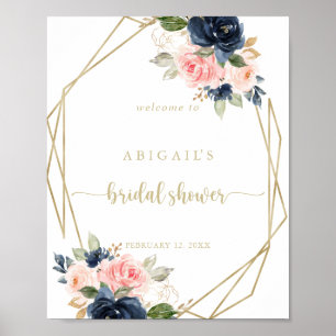 Floral Gold Geometric Brautparty Willkommen Poster