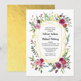 Floral Gold Geometric Crystal Probe Dinner Einladung