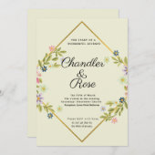 Floral Gold Geometric Minimalistisch Green Wedding Einladung (Vorne/Hinten)