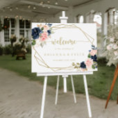 Floral Gold Geometric Wedding Welcome Sign Poster