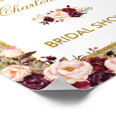 Floral Gold Glitzer Brautparty Begrüßungszeichen Poster (Ecke)