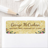 Floral Gold Glitzer Foil Rücksendeadresse (Insitu)