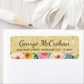 Floral Gold Glitzer Foil Rücksendeadresse (Insitu)
