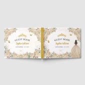 Floral Gold Glitzer Princess Quinceanera Guestbook Gästebuch (Voll)
