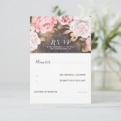 Floral Gold Glitzer Wedding RSVP Karte (Stehend Vorderseite)