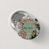 Floral Gold Hexagon Mandala Monogram Button (Vorne & Hinten)
