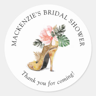 Floral Gold High Heel Shoe Brautparty Vielen Dank Runder Aufkleber