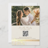 Floral Gold Ivory QR Code Hochzeit Einladung (Rückseite)